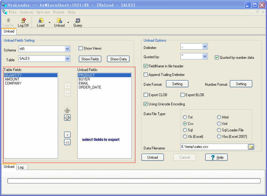 Oracle extract to CSV - config