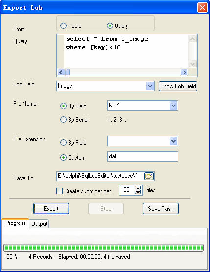 Sql Server BLOB Data Editor - export lob from query