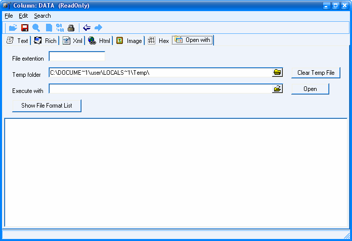 Sql Server BLOB Data Editor - external open