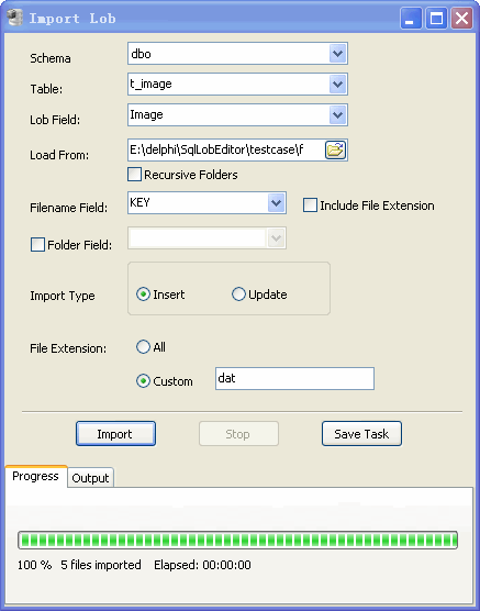 Sql Server BLOB Data Editor - import lob