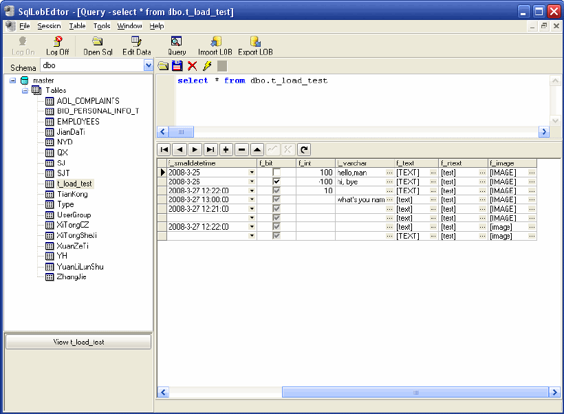 Sql Server BLOB Data Editor - open lob table