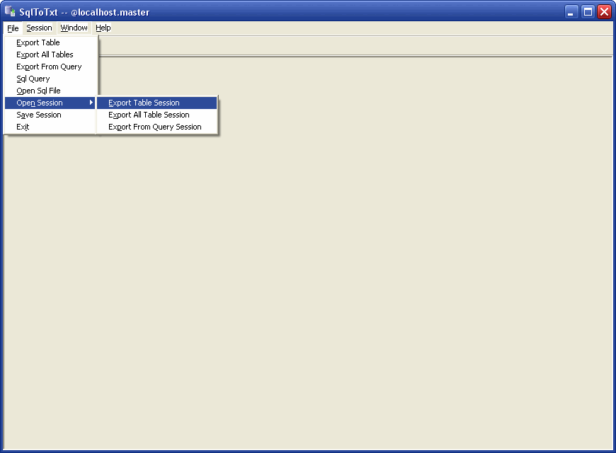 Export data from Sql Server To Csv (Txt) - load session button