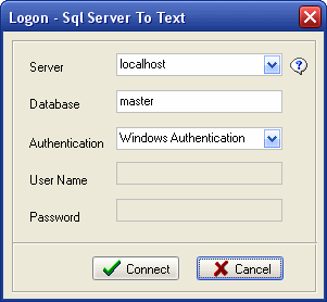 Sql Server To Csv (Txt) - Logon to local Sql Server