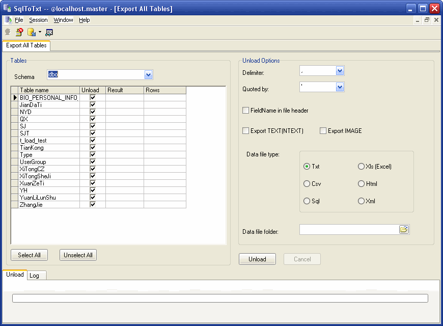 Export data from Sql Server To Csv (Txt) - export all Sql Server tables form