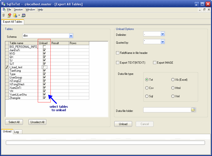 Export data from Sql Server To Csv (Txt) - select export Sql Server tables