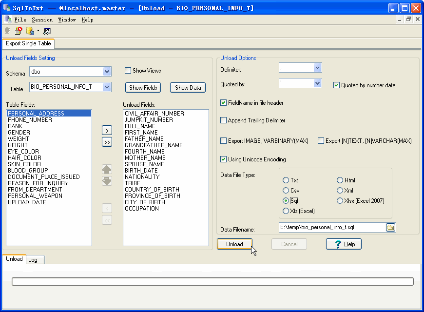 Sql Server export to sql - config