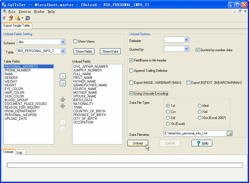 Sql Server export to txt - config