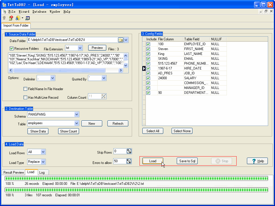 Import A Folder Of CSV Files To DB2 - import data