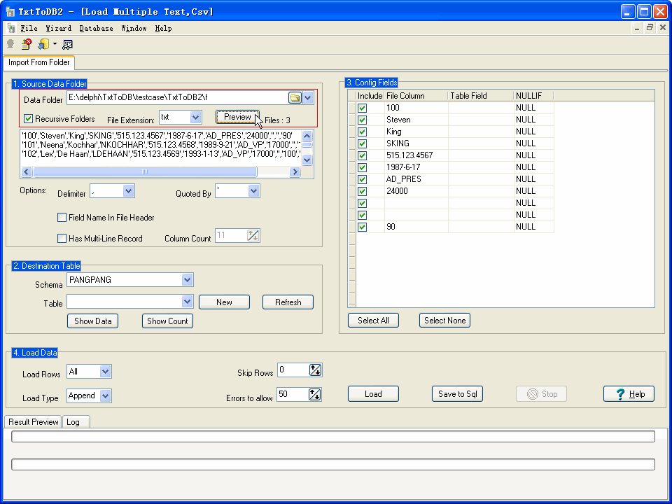 Import A Folder Of CSV Files To DB2 - select folder
