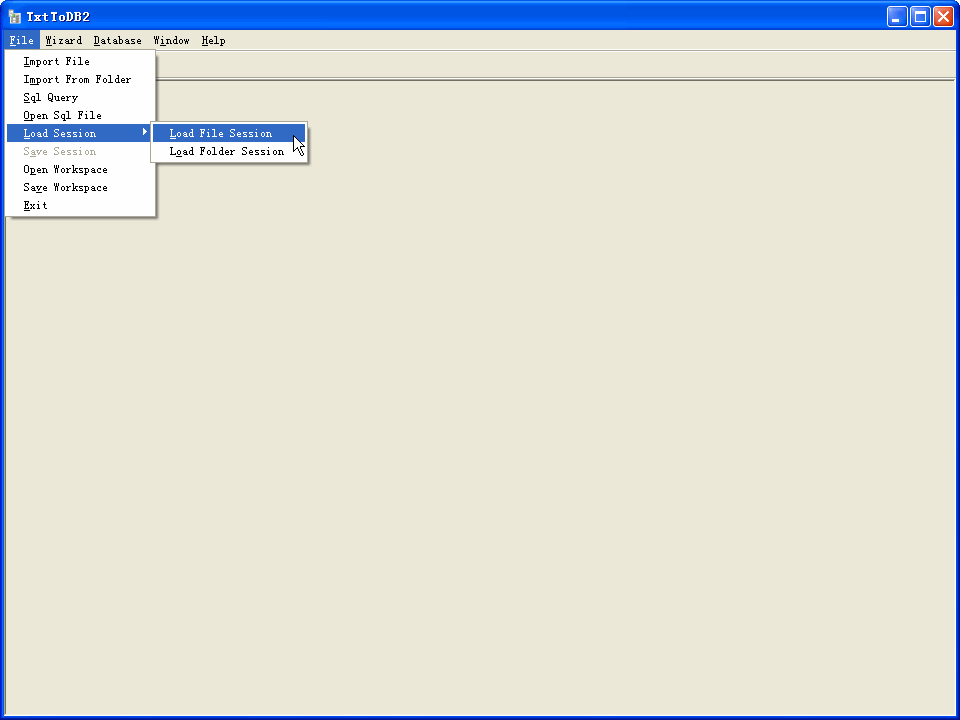 Csv (Txt) To DB2 - load session button