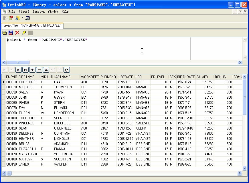 Csv (Txt) To DB2 - show DB2 table