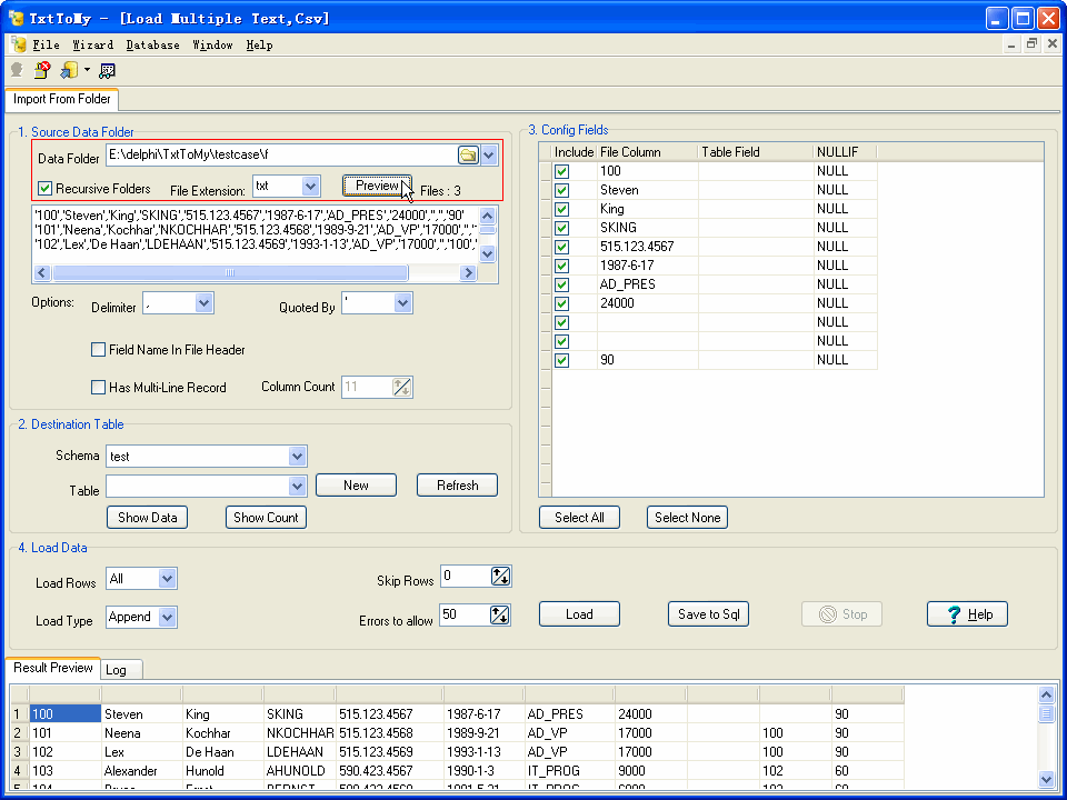 Bulk Import Data From CSV Files To Mysql - select folder