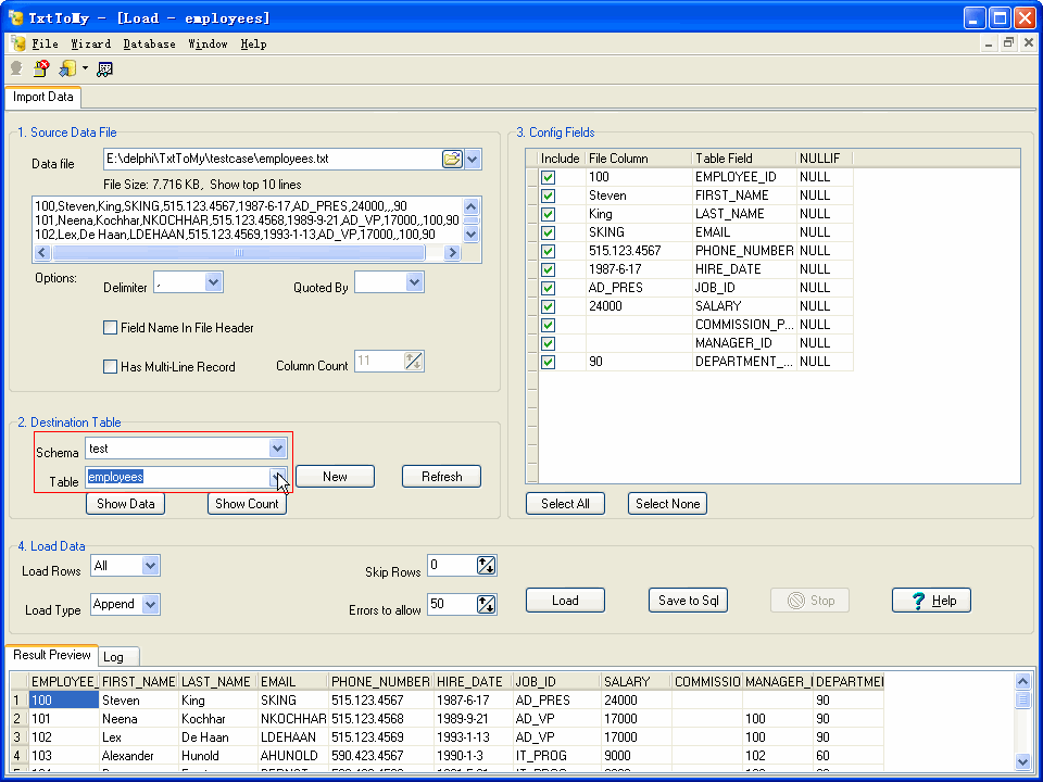 Move Data From CSV File To Mysql - select mysql table