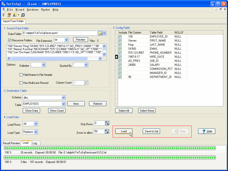 Bulk Import CSV Files Data To MS SQL Server - import data