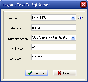 Csv (Txt) To Sql Server - Logon to Sql Server