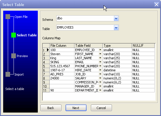 Import Data From Csv (Txt) To Sql Server - select table