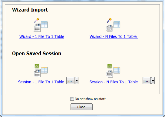 Batch import Excel files data To SQL Server - task window