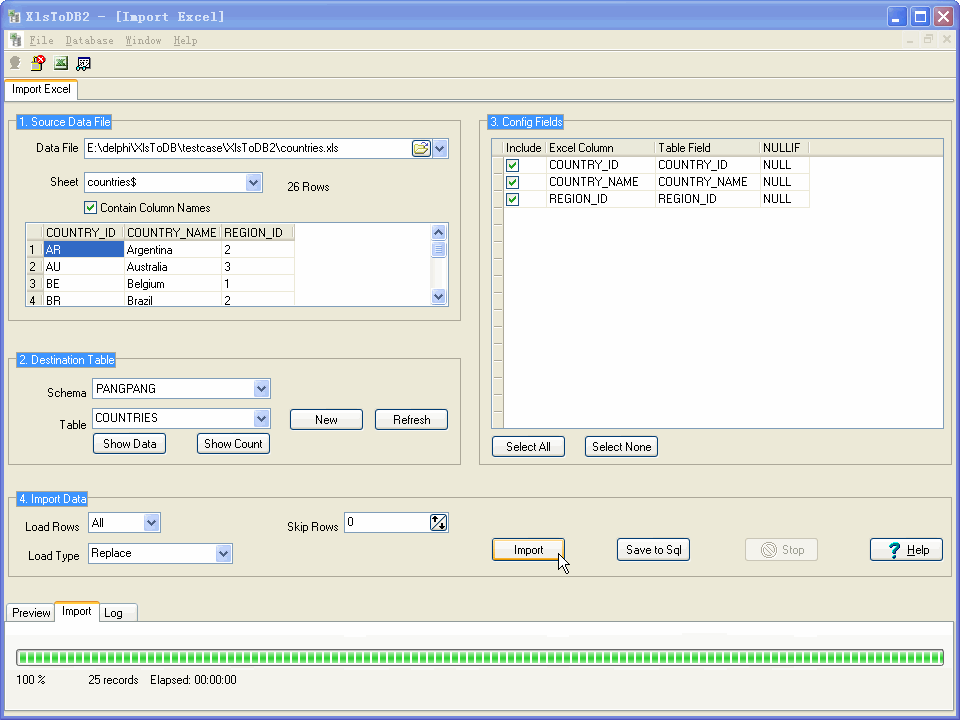 Import Data From Excel Sheet To DB2 Table - copy data