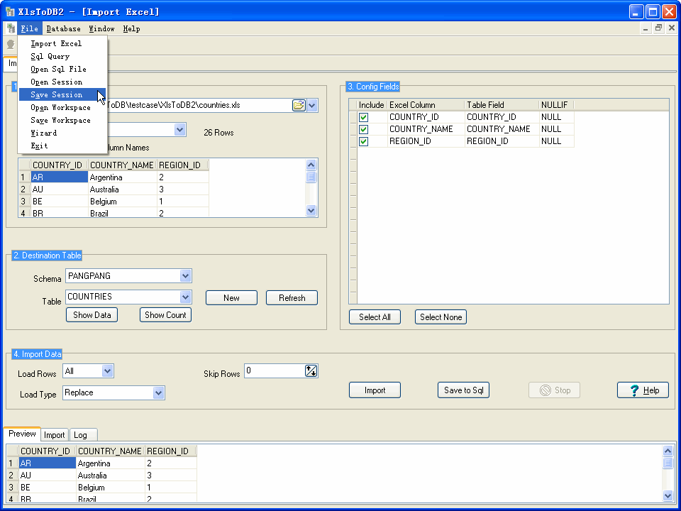 Import Data From Excel To DB2 - save session button