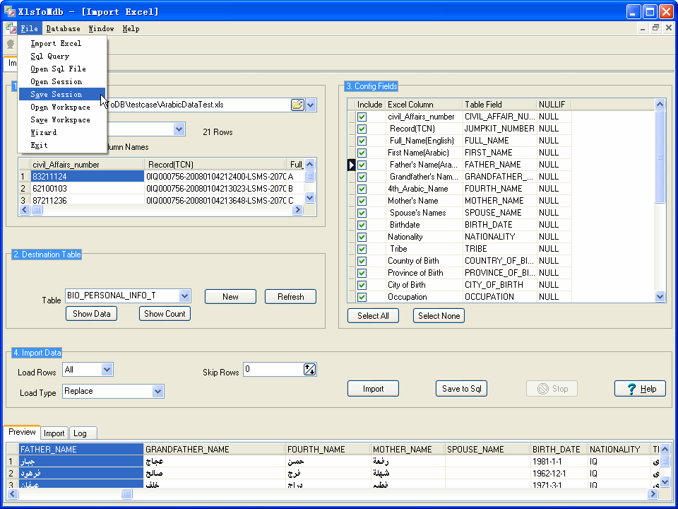 Import Data From Excel To Access - save session button