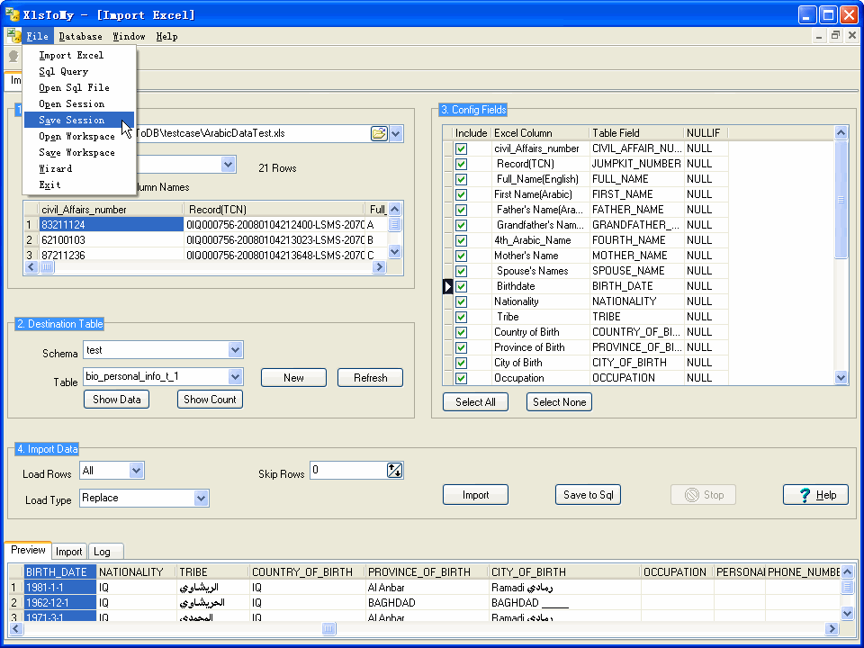 Import Data From Excel To Mysql - save session button