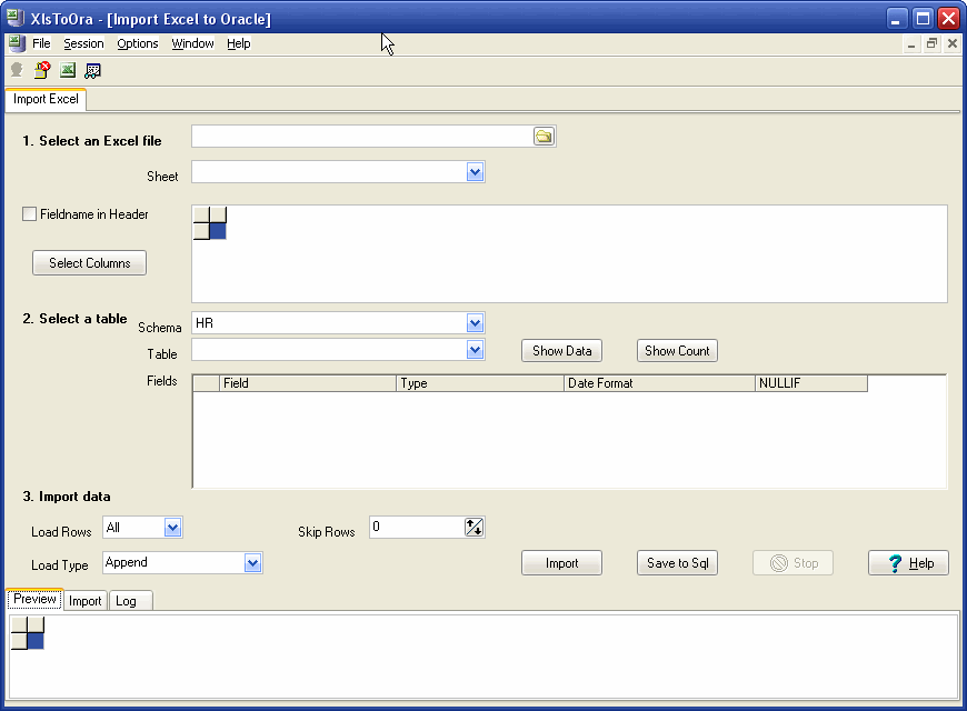 Import data from Excel to Oracle - import form