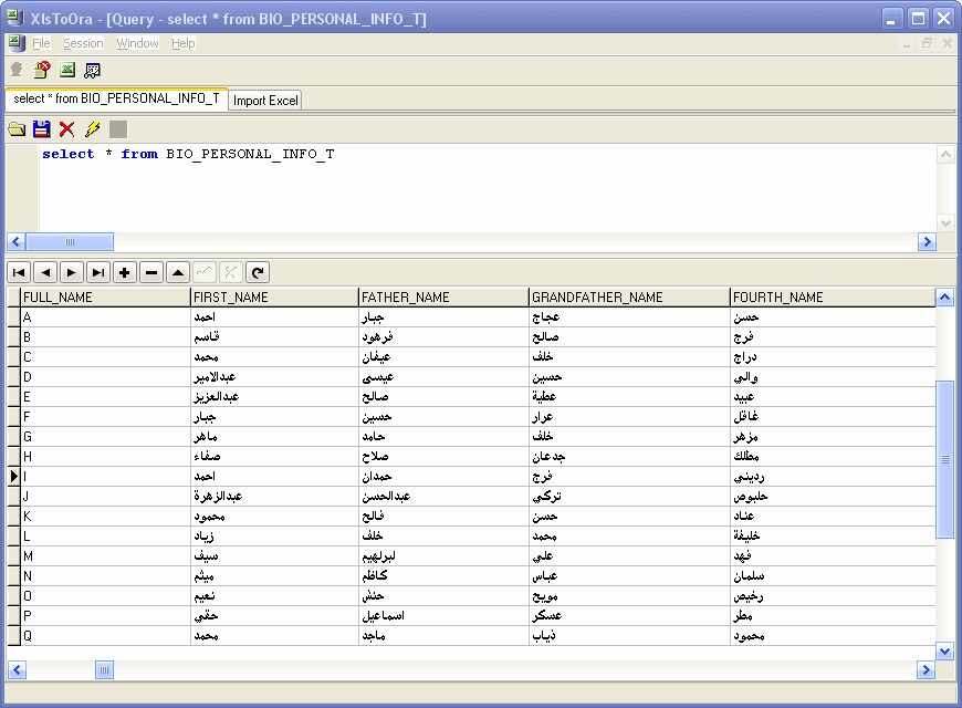 Import data from Excel To Oracle - show oracle table
