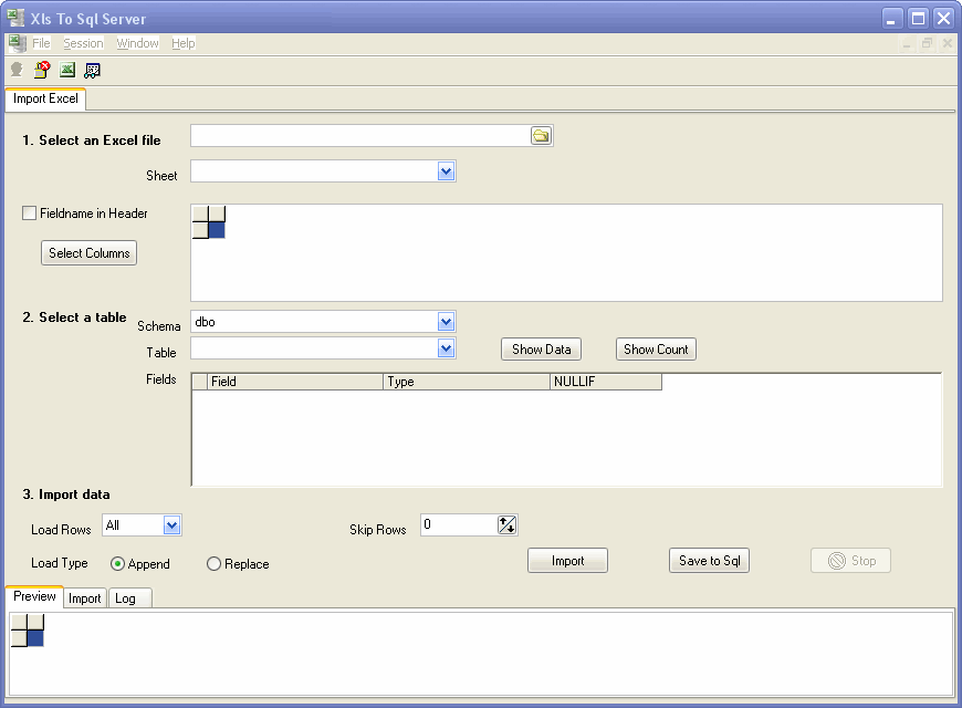 excel to sql server  form
