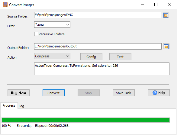 Batch compress PNG files - convert format