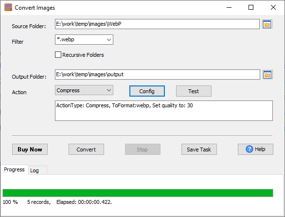 Batch compress WebP files - convert format