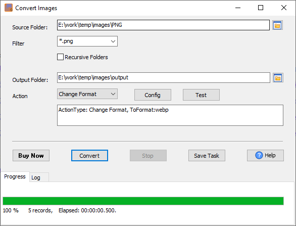 Batch convert PNG files to WebP format - convert format