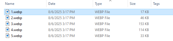 Batch compress WebP files - output images