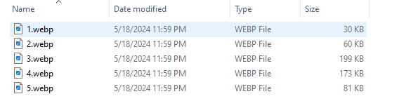Batch compress WebP files - source images