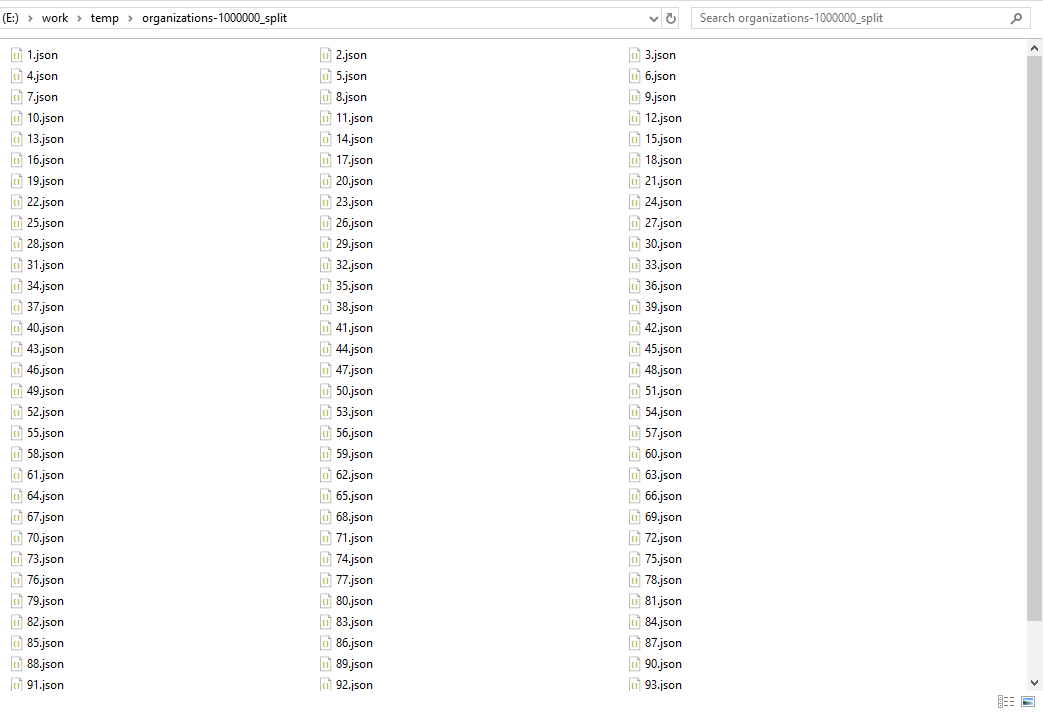 Split big JSON file - small files