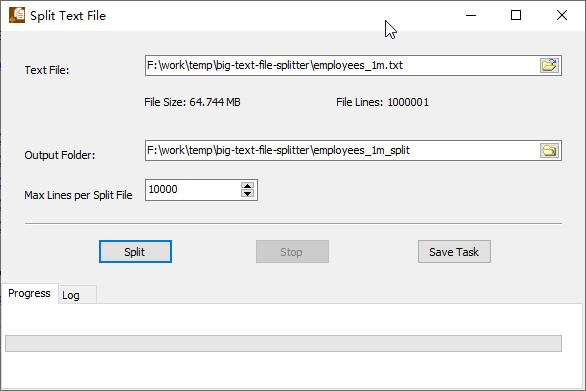 Split Big Text File to Smaller Files - split by task