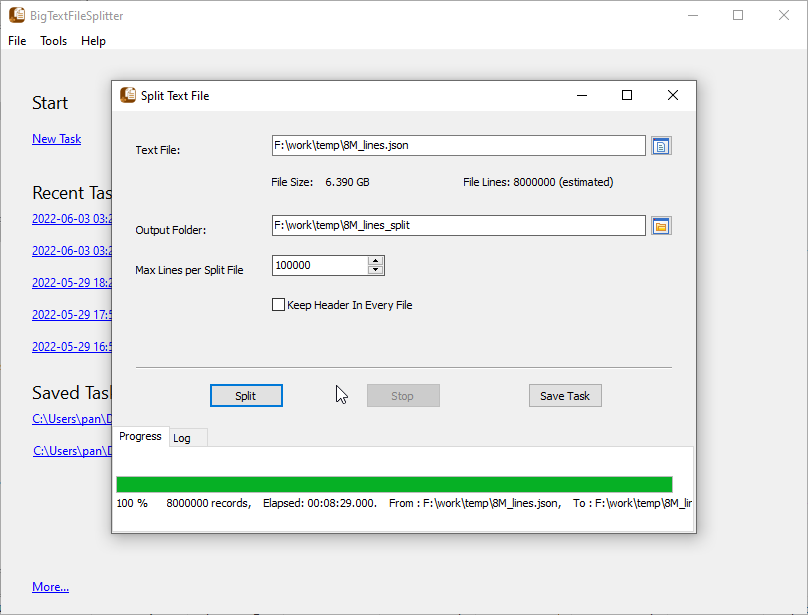 unix split big file