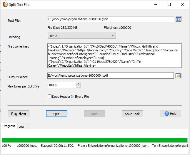 split large JSON file - split