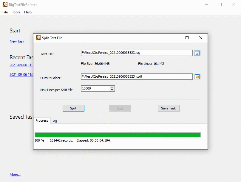 split log file windows cmd