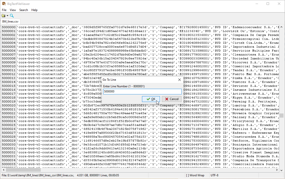 go to specific line of the CSV file