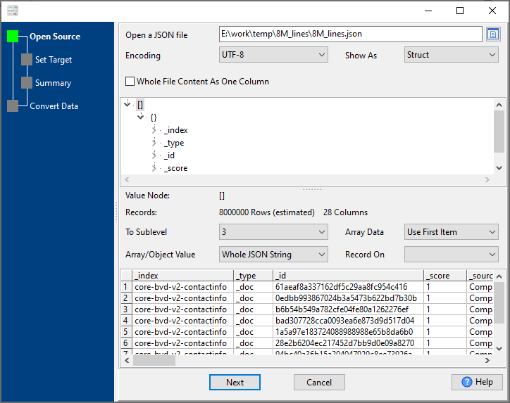 json to csv converter large file