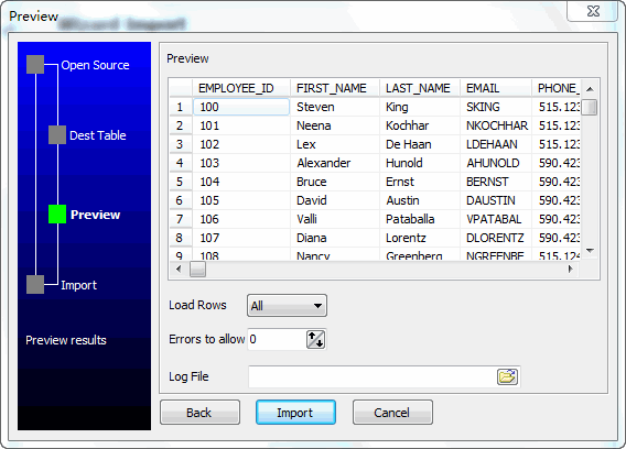 Import Data From XML To MySQL - preview