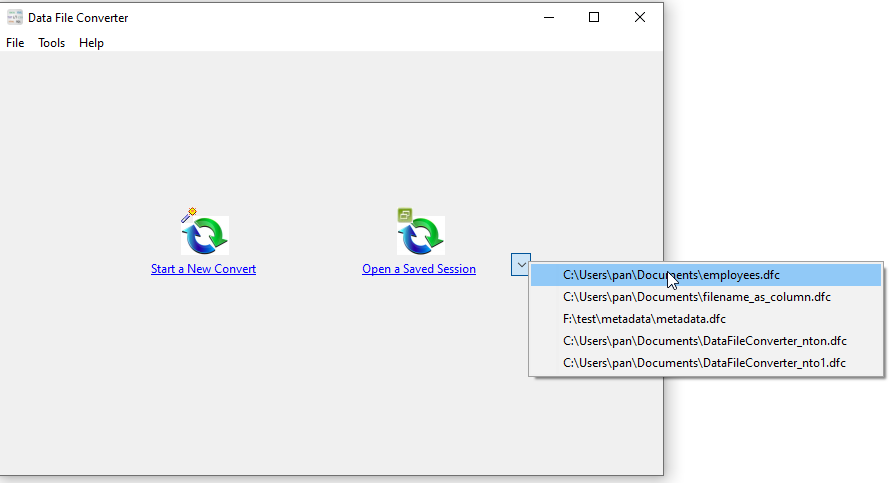 File To MongoDB - load session button