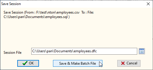 Convert Data File - save session