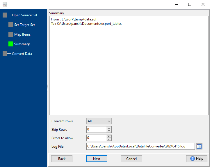 convert each table data in a SQL file to a separate SQL file - summary