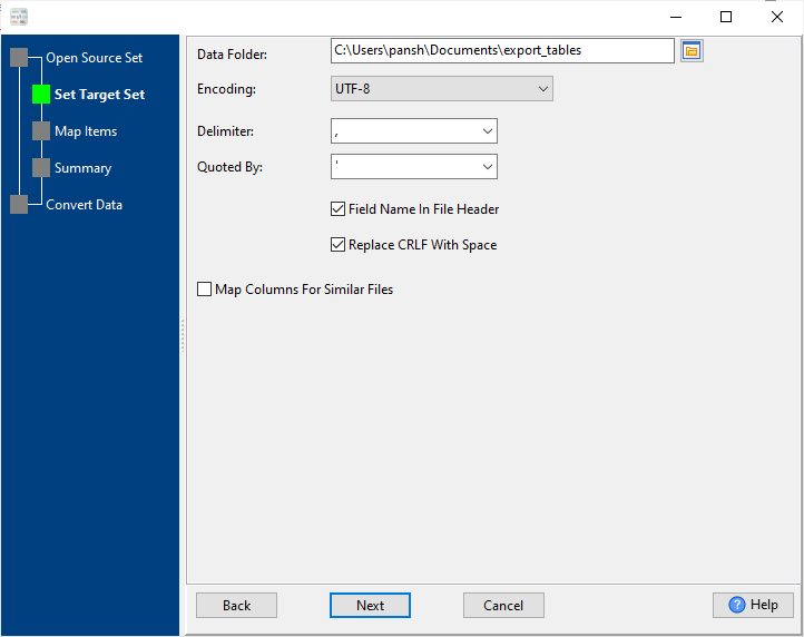 bulk extract each table data in a SQL file to a separate CSV file - config CSV files