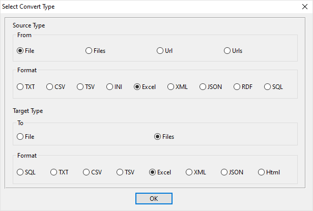 split a big Excel file into separate files for each spreadsheets - select type