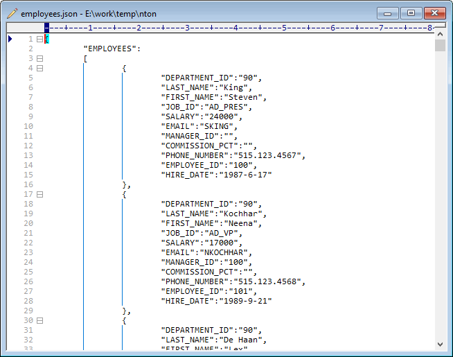 convert JSON file to SQL file - source JSON file