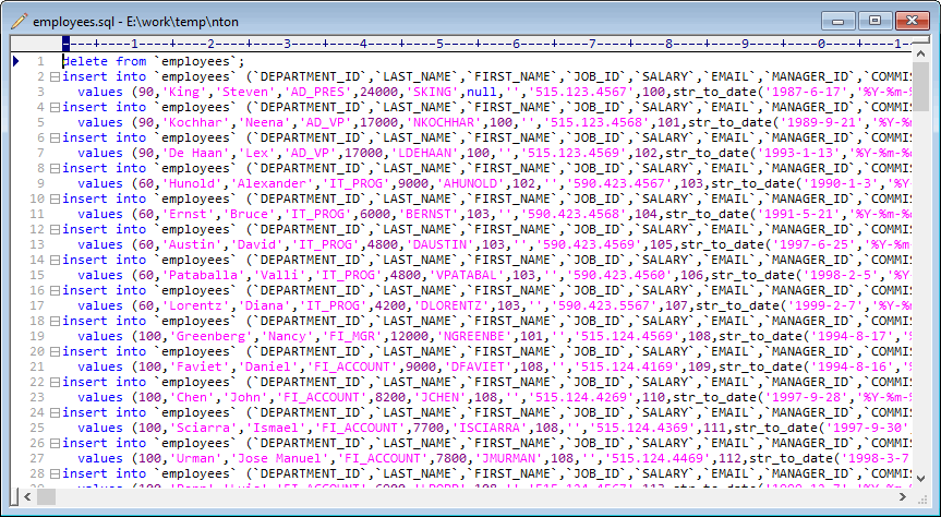 convert SQL file to XML file - source SQL file