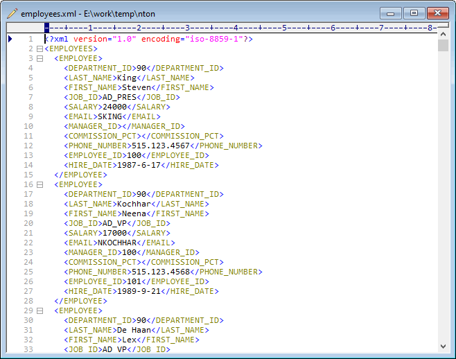 convert XML file to TSV file - source XML file