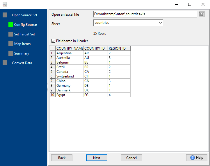 batch create  SQL files from Excel files- config Excel file